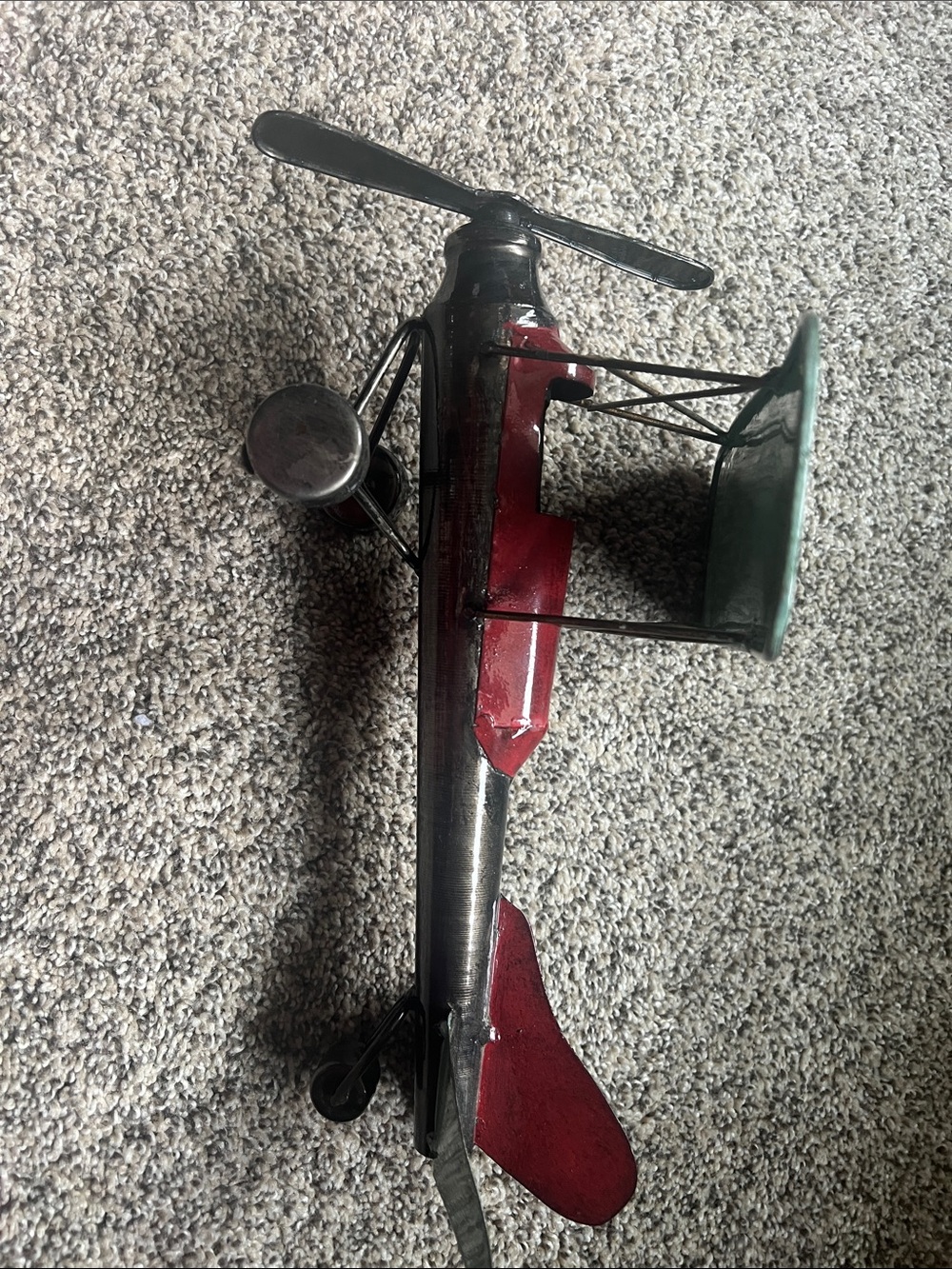 Red and Green Metal Biplane Toy - Kids Toys